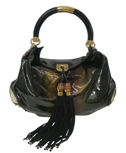 Babouska Hobo, &pound;275, Handbags, Brown, Patent Leather, Front view